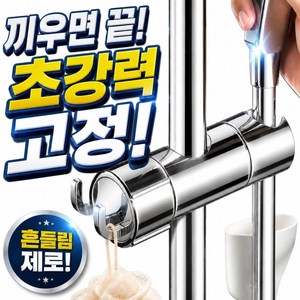 에블모어 자유조절 후크형 샤워기 거치대, 실버