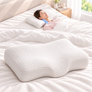 HOMEY NEST 편안한 경추베개 인체공학 이형 설계 초고밀도 메모리폼 숙면 마사지포인트 기능성 베개 AMDHMZ-14, 1개, 화이트