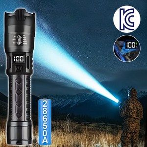 초강력 LED 손전등 충전식 휴대용 후레쉬 줌라이트 캠핑 비상용 미니 서치라이트, 1개, 블랙