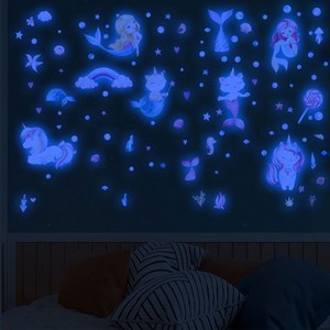 야광스티커 형광 별 달 태양계 방꾸미기 인테리어 원룸꾸미기 데코 창문 천장 포인트 아기 아이 방, 24.바다요정들-블루