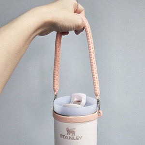 스탠리 텀블러 스트랩 실리콘 홀더 스타벅스 스텐리 호환 손잡이 끈 핸들 백 텀꾸 꾸미기, 핑크, 1개