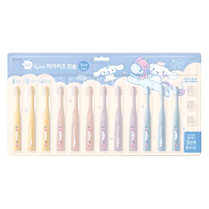 그린핑거 마이키즈 시나모롤 셀프 스탠딩 초극세모 유아용 칫솔 3단계 12p + 칫솔캡 3p 세트, 레몬 + 핑크 + 퍼플 + 블루, 1세트