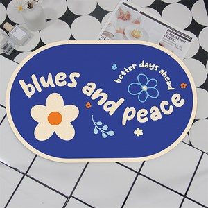 비기팬시 칼라풀데이지 빨아쓰는 규조토 발매트, blues and peace