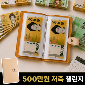 라보슈 차곡차곡 현금바인더 500만원 챌린지 지폐 저축 다이어리, 1개, 샌드베이지