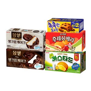 사무실 탕비실 과자 세트 몽쉘 생크림 몽쉘통통 카카오 카스타드 촉촉한 초코칩 후레쉬베리 소라과자 곽 과자, 1세트
