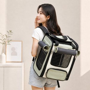 Surkat 대용량 2in1 통기성이 좋은 고양이 강아지이동가방 백팩, 1개, 그린