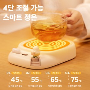 Mochae 보온 컵워머 스마트 머그워머 컵받침대 4단 온도조절 온도 표시 다용도 음료음식 따뜻한 보온받침대, 1개, 핑크