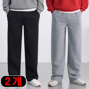 로코비전 1+1 남자 도톰한 기모 츄리닝 바지 겨울 세미 와이드 트레이닝 팬츠