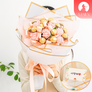 마이에브 졸업식 꽃다발 초콜릿꽃다발 페레로로쉐꽃다발 발렌타인데이 화이트데이 여자친구 선물, 1.페레로로쉐 핑크, 1.필요없음