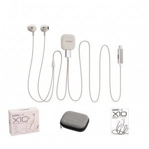 KOORFLY X10 3in1 사운드카드 내장 노래방 이어폰 방송용 유선 핀마이크 노이즈캔슬링 전용앱 연동, 로즈골드, X10 올인원 이어폰