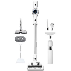 최신형 차이슨 무선 스틱 청소기 BLDC 진공청소기 + 물걸레 키트 + 평생AS, 1개, V25000, 화이트