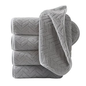 Ahomeone 호텔 수건 코랄플리스 고흡수력 세면타월 먼지없는수건 100g, 라이트 그레이, 5개