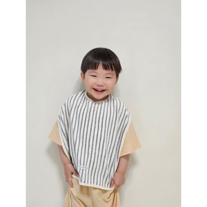 레브드 테리빕 이유식 턱받이 수유 턱받이 어린이집 스스로 양치 워시빕 출산선물 여름용 간절기용 자기주도 이유식, 1개, 1개입, 스트라이프 그레이