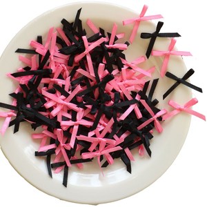 고급 미니 완성 리본 선물 포장 완제품 장식 3cm, 100개, 블랙핑크