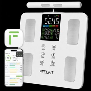 (댓글이벤트 쿠팡2000원 리워드!!!) FEELFIT EXPERT2 (한국 APP)손잡이형 8전극 스마트 체중계 체지방 체성분 50가지 지표 분석, 1개, 화이트