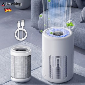 Alwanking 독일 미니 공기청정기 360도 음이온 UV살균 소형 공기청정기 저소음 원룸 가정용, 화이트, A-89