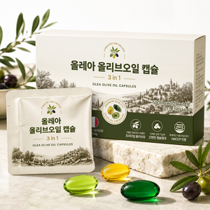 올레아 지중해 냉압착 엑스트라버진 올리브오일 100% 캡슐, 1박스, 42정