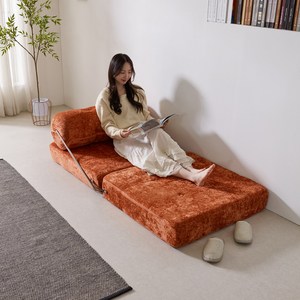 에코베스트 롤링소파베드 쇼파베드 테디소파 부클소파베드 1인용쇼파베드 간이침대 소파, 라운지소파베드-오렌지