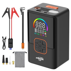 카윈 6000A 29800mAh 자동차 배터리 점프스타터 에어펌프 일체형 휴대용 긴급시동 스마트 보호 점프케이블 방수파우치, 1개