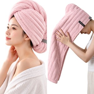 고아보하 긴머리 헤어타올 짱짱한 고정력 극세사 수건 70cm 롱 헤어타월, 1개, 크림 핑크