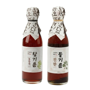 [이장네] 전통압착 더 고소한 통참깨 100% 참기름 350ml + 통들깨 100% 들기름 350ml, 1세트