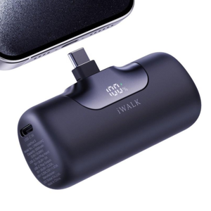 아이워크 iWALK 도킹형 미니 보조배터리 PD 22.5W 초고속충전 5500mAh C타입 일체형 아이폰 갤럭시 휴대용 LED잔량표시, 블랙, LPB5500PC