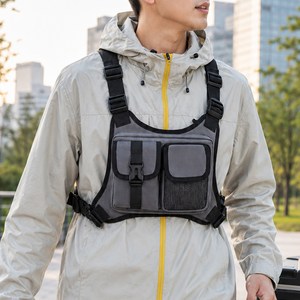 Shipshape 배달 오토바이 배달 자석 조끼 가슴 라이더 하네스 수납가방, 다크그레이