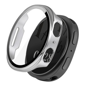 어프리비 갤럭시워치9 8 강화유리 풀커버 액정 보호 케이스 40mm 44mm, 실버, 1개