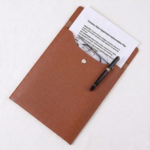 제로앤나인 A4 서류 가죽파우치 클러치 파일 케이스, 1개, 브라운