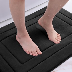 Olanly 홈 소프트 메모리폼발매트 미끄럼방지매트 플레인 육실발매트 41x61 61x92, 1개, 블랙