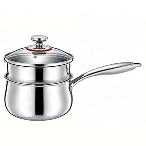 Yumly 편수 인덕션 이유식 냄비 통3중 304 스텐 밀크팬, 1개, 찜기, 16cm