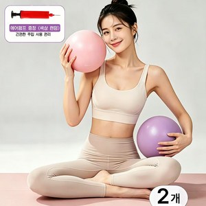 BIKASU 짐볼 필라테스 안티버스트 요가볼 2개 세트 에어펌프 포함, 보라색+분홍색