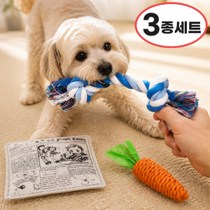 올라데이 멍픽 터그놀이 3종 세트 강아지 장난감, 1세트, 혼합색상