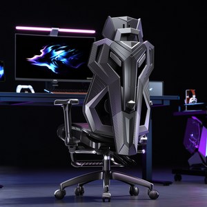Korvia 배트윙형 메쉬 pc방 게이밍 컴퓨터 의자 특대형 침대형 리클라이너, 블랙(Black)