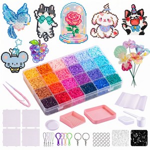 토요요 아이론비즈 픽셀 만들기 장난감 완구 비즈공예 세트 DIY 키링 재료 패키지 PD-WJ1, 1세트, 24색 비즈