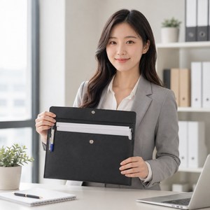 티앤비 A4 서류 가죽클러치 파일케이스, 1개, 티앤비 블랙
