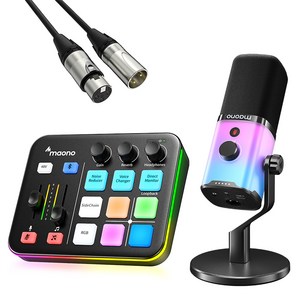 마오노 PD100X+G1 NEO 다이나믹 마이크 오디오 인터페이스 세트 스트리밍 방송용 게이밍용, G1 NEO블랙+PD100X RGB