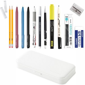 HB문화사 필기구 셋트 펜슬박스 문구셋트 실속 16종 셋트, 화이트(WHITE), 1세트