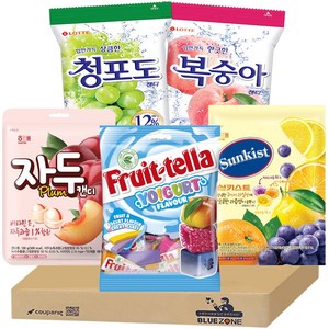 과일맛 사탕 롯데 복숭아캔디153g 롯데 청포도캔디 153g 해태 자두캔디 130g 해태 썬키스트125g 후르트텔라100g, 1개
