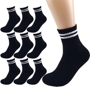 올리싹 5+5 두꺼운 남성용 국산 더블쿠션 두줄 스포츠 중목 양말, 블랙, 10개
