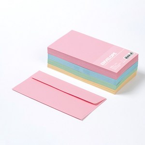 PaperPhant 하이퀄리티지 봉투 4컬러 프리미엄 색지(90g) 가로형, 100매, light pink, light green, light blue and light yellow