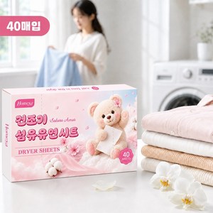 HOMEXA 건조기용 드라이시트 섬유유연시트, 1박스, 40매입