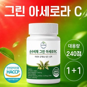 순수비채 그린 아세로라c 천연비타민 100% 정품, 2개, 120정