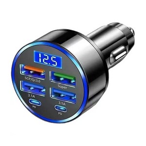 차량용 고속 충전기 시거잭 멀티소켓 차량충전기 4개 Usb+2개 type-c 급속 충전구, 블랙, 3A