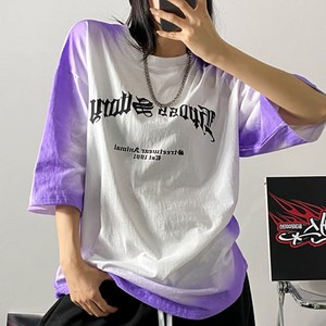 [디디댄스] 자체제작 스프레이 S 레터링 반팔 힙합티 댄서 방송댄스 무대의상 줌바웨어 에어로빅복, 퍼플