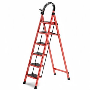 사다리 접이식사다리 탄소강 가정용사다리 레드 4단/5단, 1개