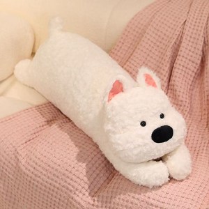 Fowod 강아지 안는 베개 롱 쿠션 다리 사이 베개 성인 숙면 선물 부드러운 촉감, 웨스티