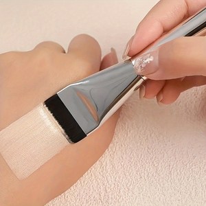 플랫 파운데이션 브러시 화장도구 나일론 브러시 2개, Silvery 2PCS