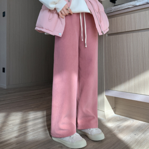 라뜨에르 여성 기모 골덴바지 코듀로이 와이드 밴딩 팬츠