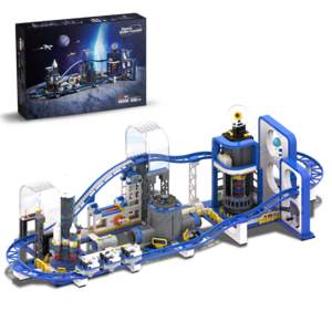 MOC 우주 롤러코스터 블록 조립 세트 창의력 STEM 취미 선물, 1개